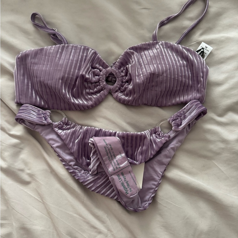 Dippin daisy’s Purple Ribbed Bikini Set - Picture 2 of 4